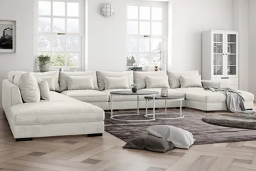 Dubai U-moduulisohva Large, divaani oikea, sametti, erikoissyvä - Valkoinen - Huonekalut - Sohva - Moduulisohva - Moduulisohvakokonaisuus