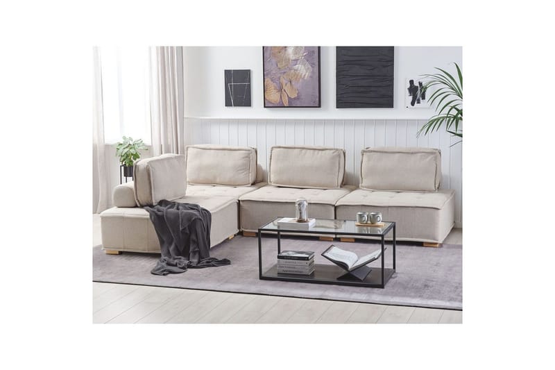 Hörnsoffa Beliani Tibro Beige/ljust trä Beige||Light colored wood - Huonekalut - Sohva - Moduulisohva