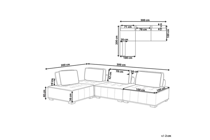Hörnsoffa Beliani Tibro Beige/ljust trä Blush Pink||Light colored wood - Huonekalut - Sohva - Moduulisohva