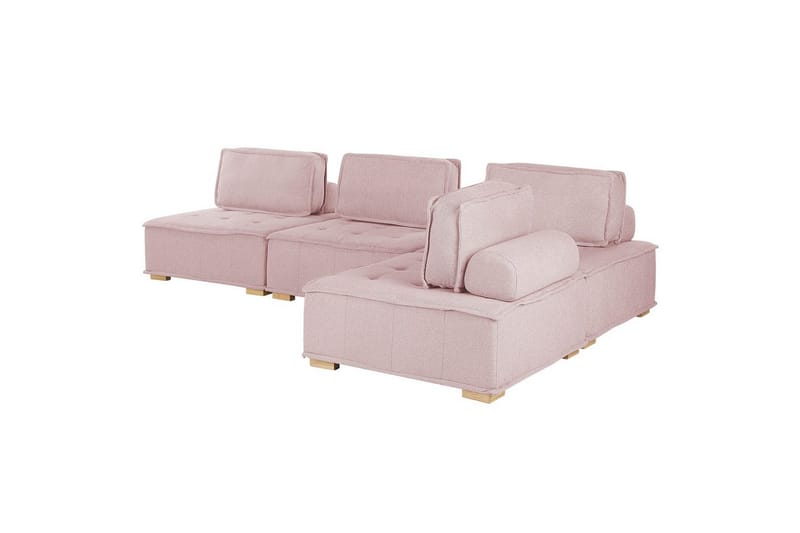 Hörnsoffa Beliani Tibro Beige/ljust trä NO_BRAND Blush Pink||Light colored wood - Huonekalut - Sohva - Moduulisohva