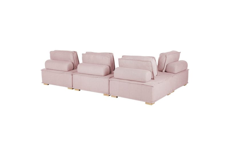 Hörnsoffa Beliani Tibro Beige/ljust trä NO_BRAND Blush Pink||Light colored wood - Huonekalut - Sohva - Moduulisohva