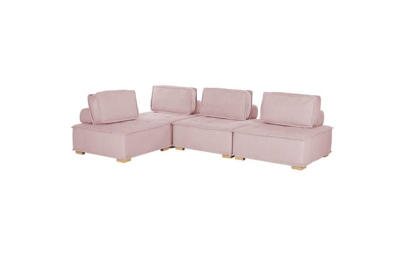 Hörnsoffa Beliani Tibro Beige/ljust trä NO_BRAND Blush Pink||Light colored wood - Huonekalut - Sohva - Moduulisohva