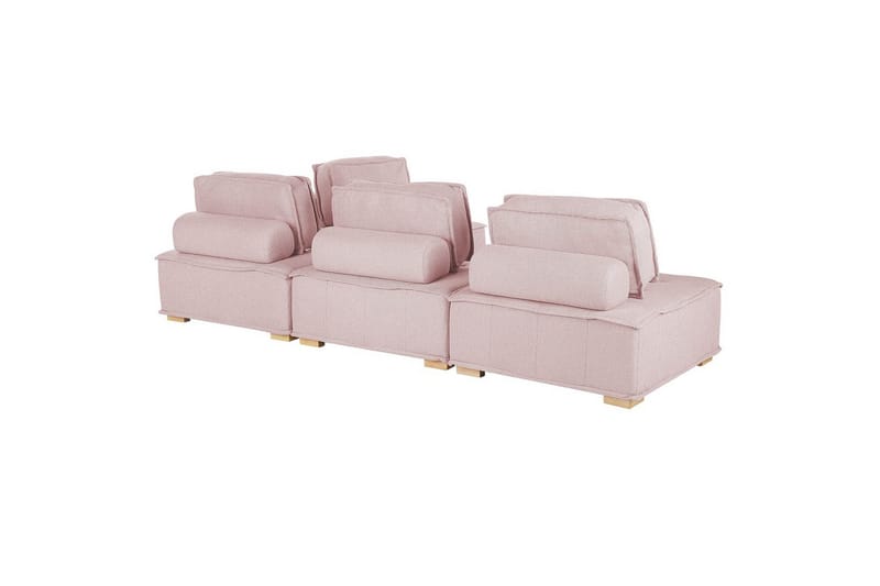 Hörnsoffa Beliani Tibro Beige/ljust trä NO_BRAND Blush Pink||Light colored wood - Huonekalut - Sohva - Moduulisohva