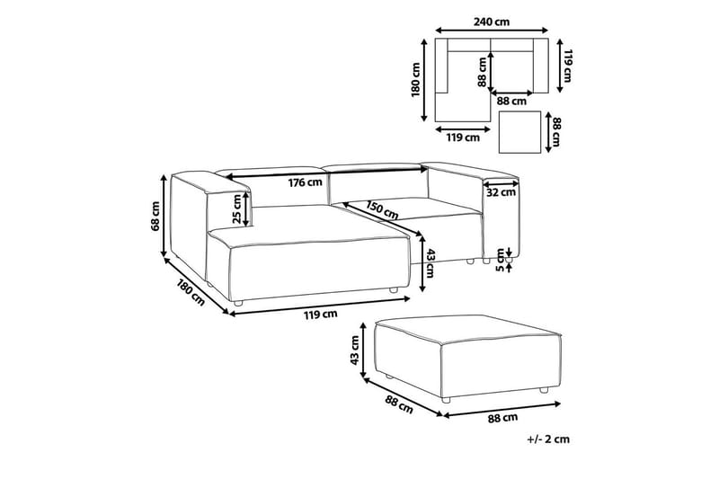 Hörnsoffa med fotpall Beliani Aprica Beige - Huonekalut - Sohva - Moduulisohva