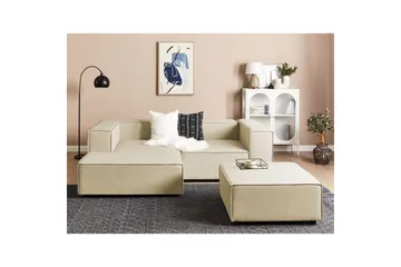 Hörnsoffa med fotpall Beliani Aprica Beige - Huonekalut - Sohva - Moduulisohva