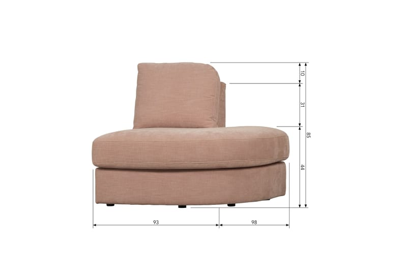 Kulmamoduuli Havelberg Oikea - Roosa - Huonekalut - Sohva - Moduulisohva - Kulmamoduuli