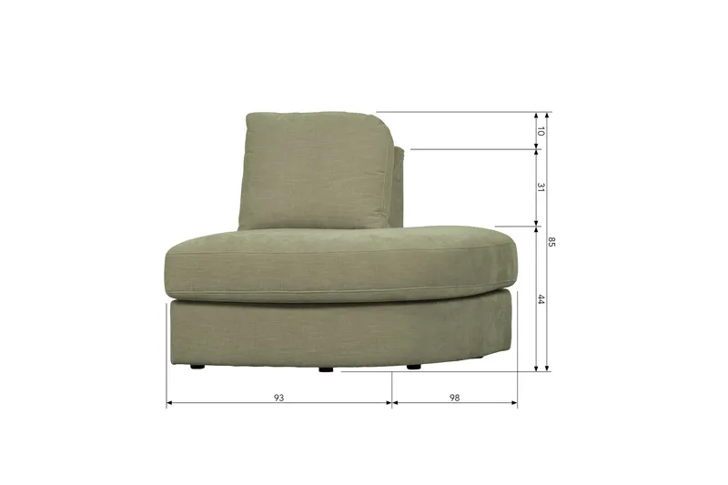 Kulmamoduuli Havelberg Oikea - Vihreä - Huonekalut - Sohva - Moduulisohva - Kulmamoduuli