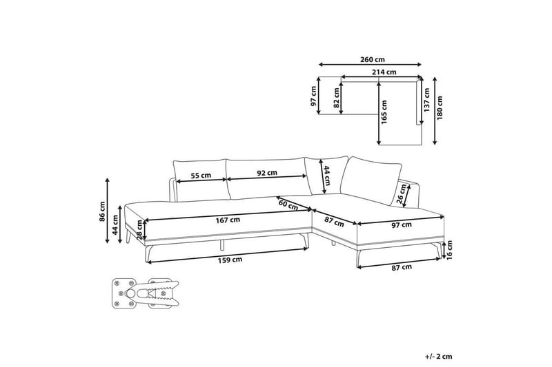 Modulsoffa Beliani Myken Beige/brun/svart, Högervänd Grey Right-faced - Harmaa - Huonekalut - Sohva - Moduulisohva - Muut moduulisohvan moduulit