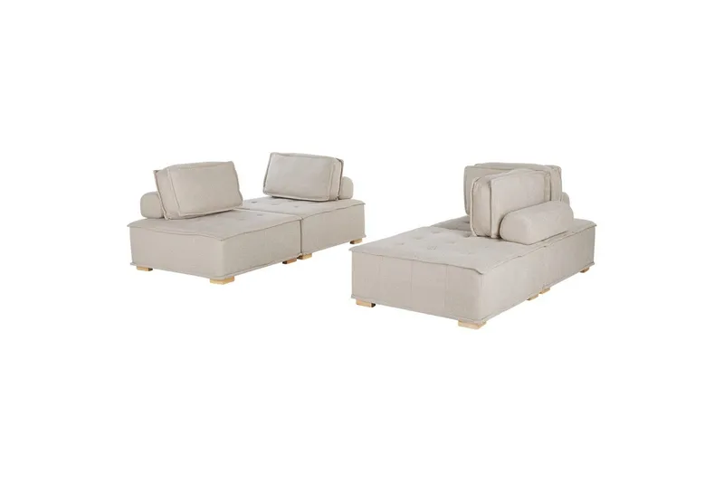 Modulsoffa Beliani Tibro Beige/ljust trä Beige||Light colored wood - Huonekalut - Sohva - Moduulisohva