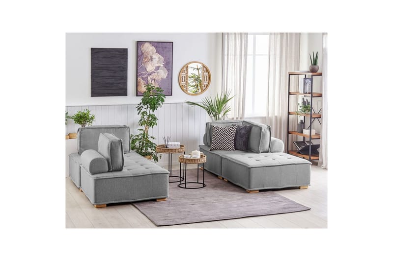 Modulsoffa Beliani Tibro Beige/ljust trä Grey||Light colored wood - Huonekalut - Sohva - Moduulisohva