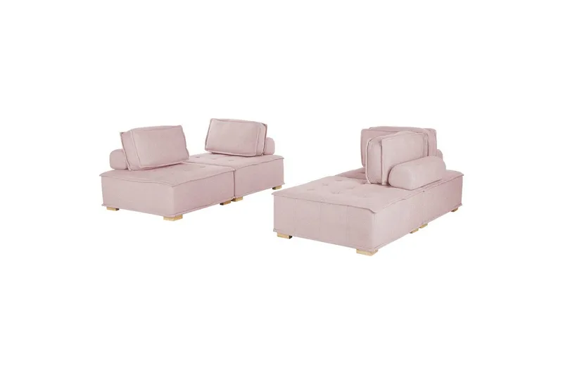 Modulsoffa Beliani Tibro Beige/ljust trä Rose||Light colored wood - Huonekalut - Sohva - Moduulisohva