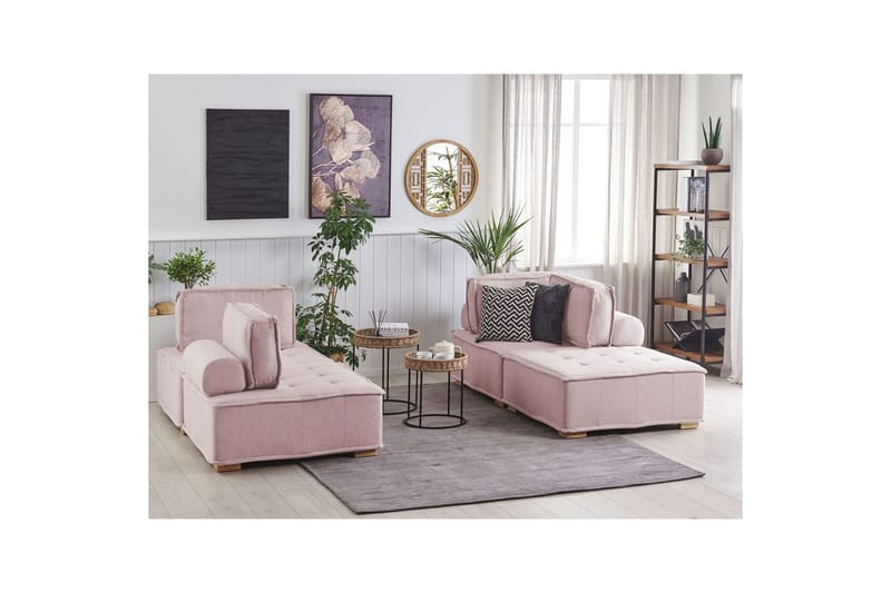 Modulsoffa Beliani Tibro Beige/ljust trä Rose||Light colored wood - Huonekalut - Sohva - Moduulisohva