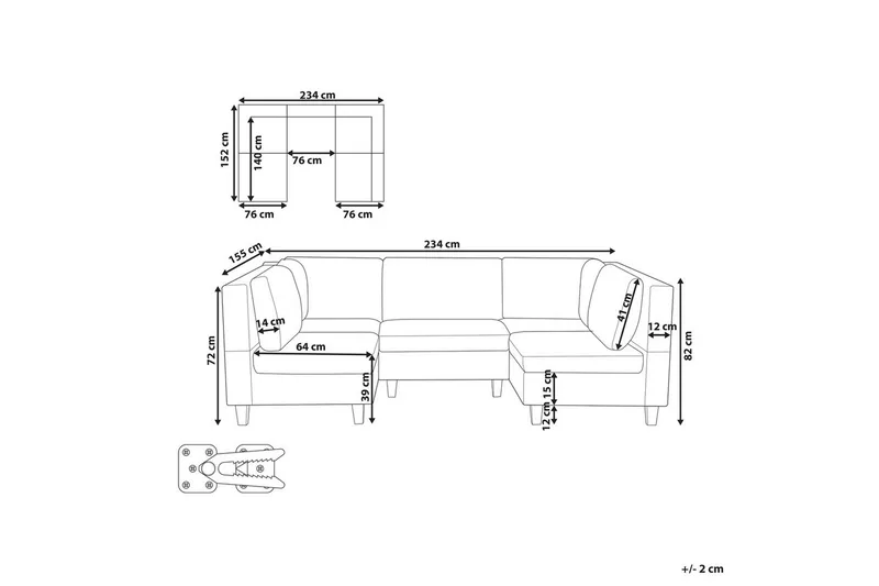 Modulsoffa Beliani Unstad Beige/svart Black - Huonekalut - Sohva - Moduulisohva - Moduulisohvakokonaisuus