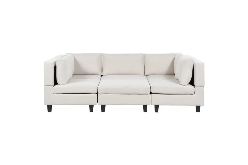 Modulsoffa med fotpall Beliani Unstad Beige/svart, Symmetrisk Beige, Black, undefined