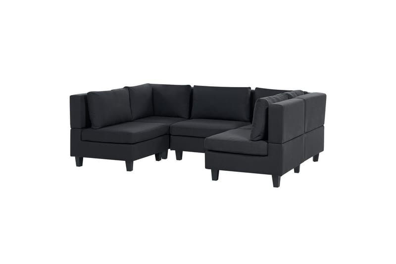 Modulsoffa med fotpall Beliani Unstad Beige/svart, Symmetrisk Black - Huonekalut - Sohva - Moduulisohva - Moduulisohvakokonaisuus