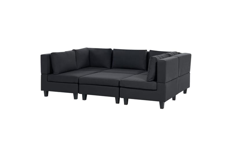 Modulsoffa med fotpall Beliani Unstad Beige/svart, Symmetrisk Black - Huonekalut - Sohva - Moduulisohva - Moduulisohvakokonaisuus