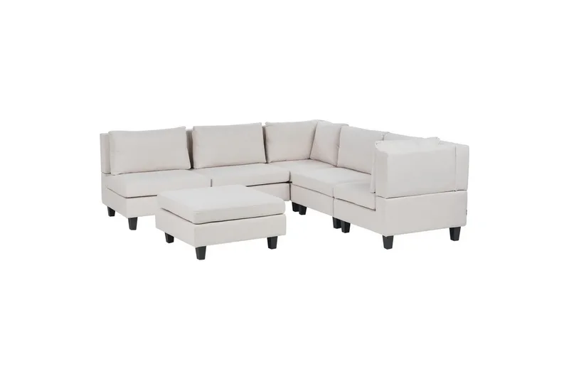 Modulsoffa med fotpall Beliani Unstad Beige/svart, Vänstervänd Beige, Black, undefined