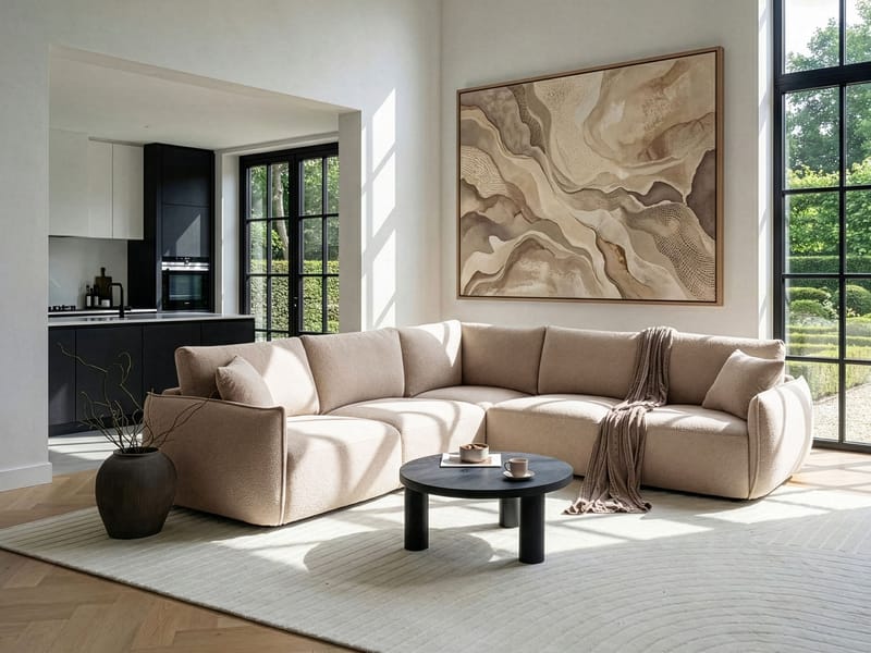 Moduulisohva 5-istuttava Mesnali, oikeakätinen - Beige - Huonekalut - Sohva - Moduulisohva