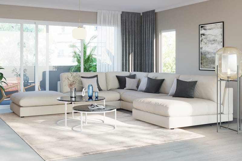 Arken 6-istuttava Käännettävä L-muotoinen Modulaarikulmasohva Divaanilla + Rahi Kankaalla - Beige - Huonekalut - Sohva - Moduulisohva