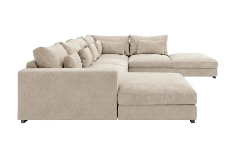 Dubai suuri U-sohvan moduuli divaanilla vasen, erikoissyvä chenille-kankaalla - Beige - Huonekalut - Sohva - Moduulisohva - Moduulisohvakokonaisuus
