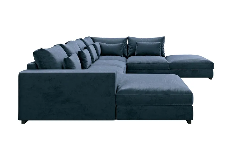 Dubai U-moduulisohva divaanilla vasen, sametti, erikoissyvä - Sininen - Huonekalut - Sohva - Moduulisohva - Moduulisohvakokonaisuus