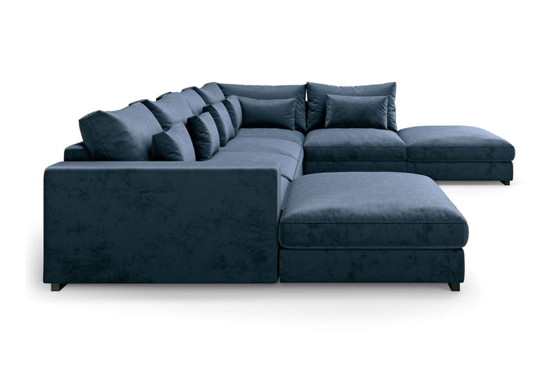 Dubai U-moduulisohva divaanilla vasen, sametti, erikoissyvä - Sininen - Huonekalut - Sohva - Moduulisohva - Moduulisohvakokonaisuus