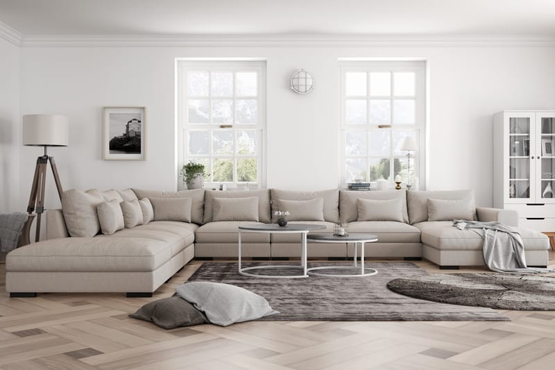 U-Moduulisohva Columbus Large divaanilla Oikea - Beige - Huonekalut - Sohva - Moduulisohva