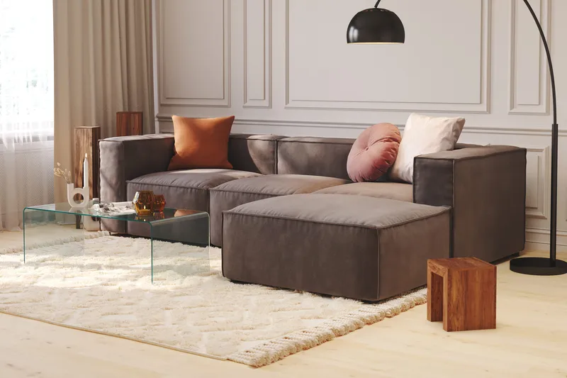 Cubo 1-istuttava Vasemmanpuoleinen Moduuli Sametti 108 cm leveä - Tummanharmaa - Huonekalut - Sohva - Moduulisohva - Muut moduulisohvan moduulit