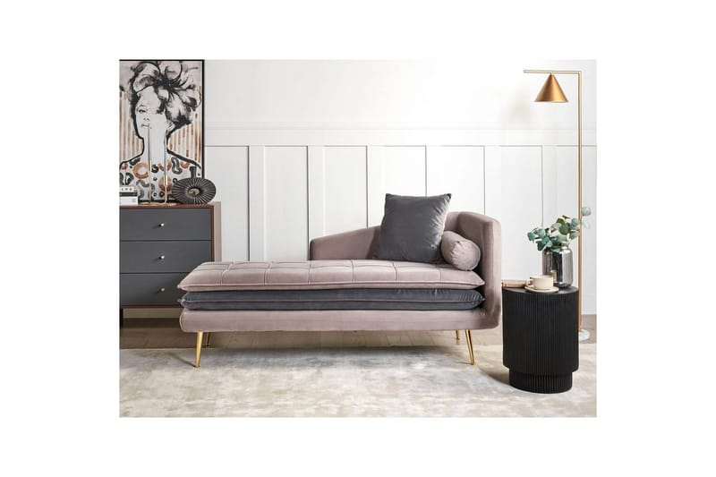 Schäslong Beliani Gonesse Beige, Grå, Guld Beige||Grey||GOLD - Huonekalut - Sohva - Moduulisohva - Muut moduulisohvan moduulit