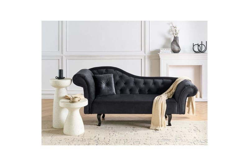 Schäslong Beliani Lattes Grå, mörkt trä, Högervänd Black Left-faced - Huonekalut - Sohva - Sohvasängyt