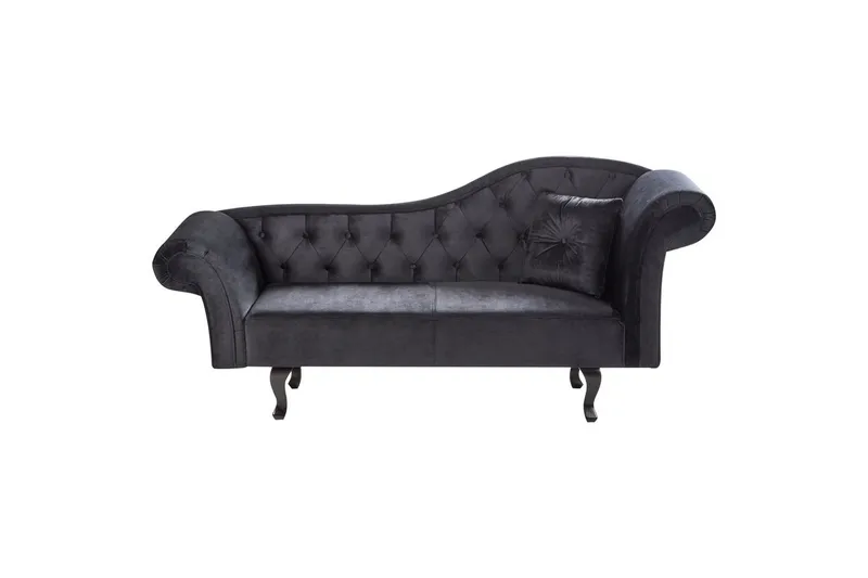 Schäslong Beliani Lattes Grå, mörkt trä, Högervänd Black||Dark colored wood Right-faced - Huonekalut - Sohva - Sohvasängyt