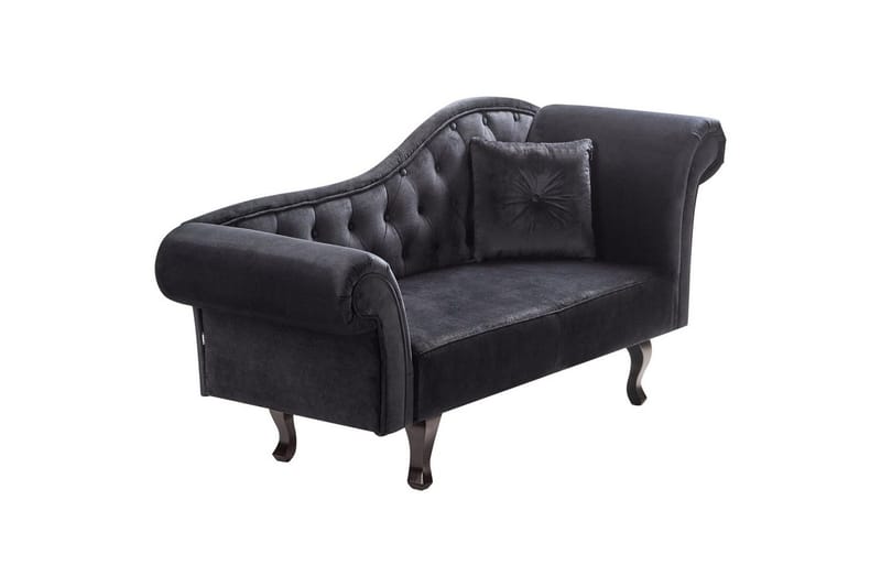 Schäslong Beliani Lattes Grå, mörkt trä, Högervänd Black||Dark colored wood Right-faced - Huonekalut - Sohva - Sohvasängyt