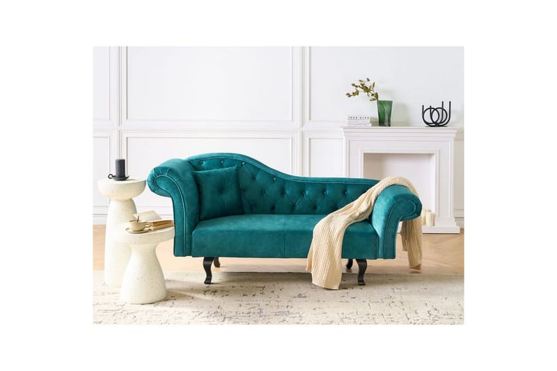 Schäslong Beliani Lattes Grå, mörkt trä, Högervänd Green||Dark colored wood Left-faced - Huonekalut - Sohva - Sohvasängyt