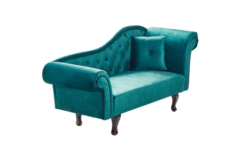 Schäslong Beliani Lattes Grå, mörkt trä, Högervänd Green||Dark colored wood Right-faced - Huonekalut - Sohva - Sohvasängyt