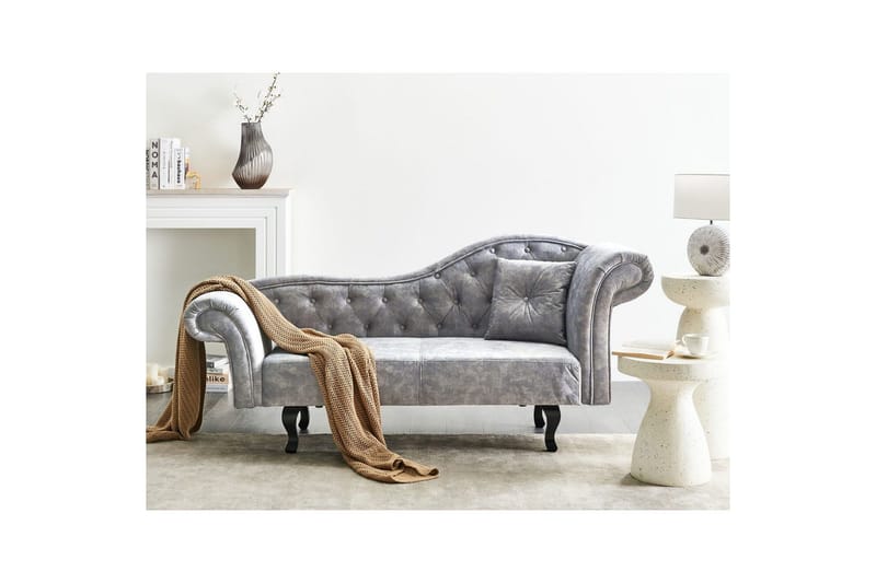 Schäslong Beliani Lattes Grå, mörkt trä, Högervänd Grey Right-faced - Harmaa - Huonekalut - Sohva - Sohvasängyt