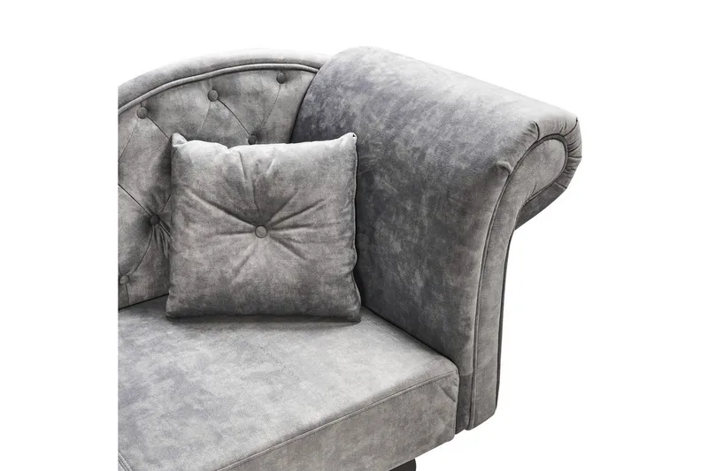 Schäslong Beliani Lattes Grå, mörkt trä, Högervänd Grey Right-faced - Harmaa - Huonekalut - Sohva - Sohvasängyt