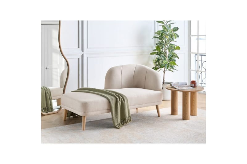 Schäslong Beliani Tanlay Beige, ljust trä, Högervänd Beige||Light colored wood Right-faced - Huonekalut - Sohva - Moduulisohva - Muut moduulisohvan moduulit