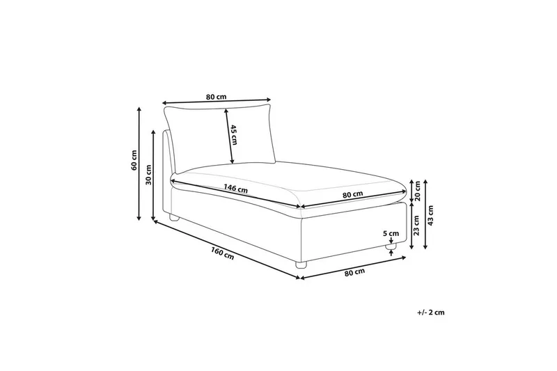 Schäslong Beliani Vizille Beige White - Valkoinen - Huonekalut - Sohva - Moduulisohva - Muut moduulisohvan moduulit