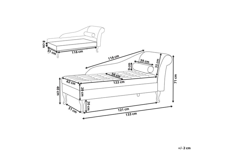 Schäslong Beliani Pessac Beige, svart, Högervänd Light grey||Black Right-faced - Huonekalut - Sohva - Moduulisohva - Muut moduulisohvan moduulit