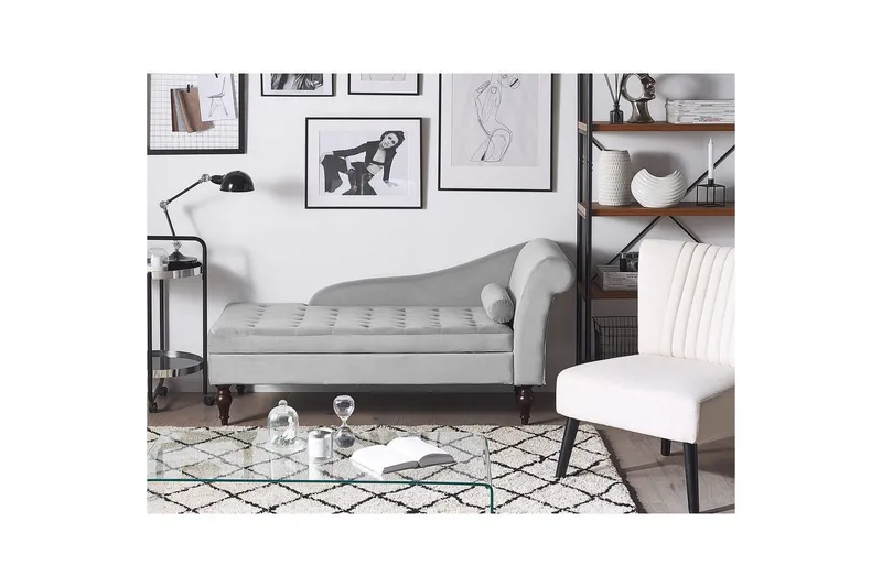 Schäslong Beliani Pessac Beige, svart, Högervänd Light grey Right-faced - Huonekalut - Sohva - Moduulisohva - Muut moduulisohvan moduulit