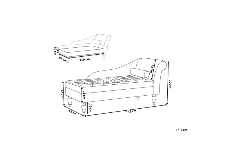 Schäslong Beliani Pessac Beige, svart, Högervänd Light grey Right-faced - Huonekalut - Sohva - Moduulisohva - Muut moduulisohvan moduulit