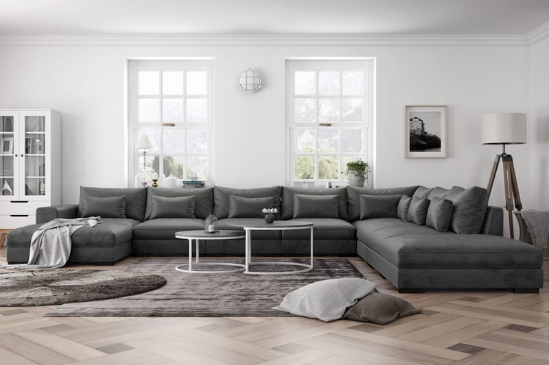 U-Moduulisohva Columbus Large divaanilla Vasen Sametti - Tummanharmaa - Huonekalut - Sohva - Moduulisohva