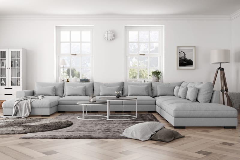 U-Moduulisohva Columbus Large divaanilla Vasen - Vaaleanharmaa - Huonekalut - Sohva - Moduulisohva