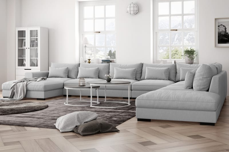 U-Moduulisohva Columbus Large divaanilla Vasen - Vaaleanharmaa - Huonekalut - Sohva - Moduulisohva