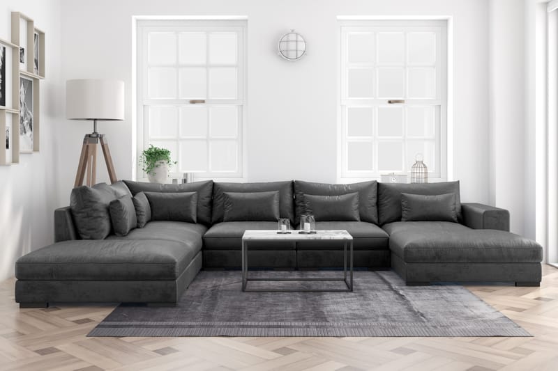 U-Moduulisohva Dubai divaanilla Oikea Sametti - Tummanharmaa - Huonekalut - Sohva - Moduulisohva