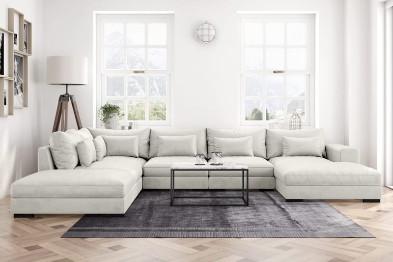 U-Moduulisohva Dubai divaanilla Oikea Sametti - Valkoinen - Huonekalut - Sohva - Moduulisohva - Moduulisohvakokonaisuus