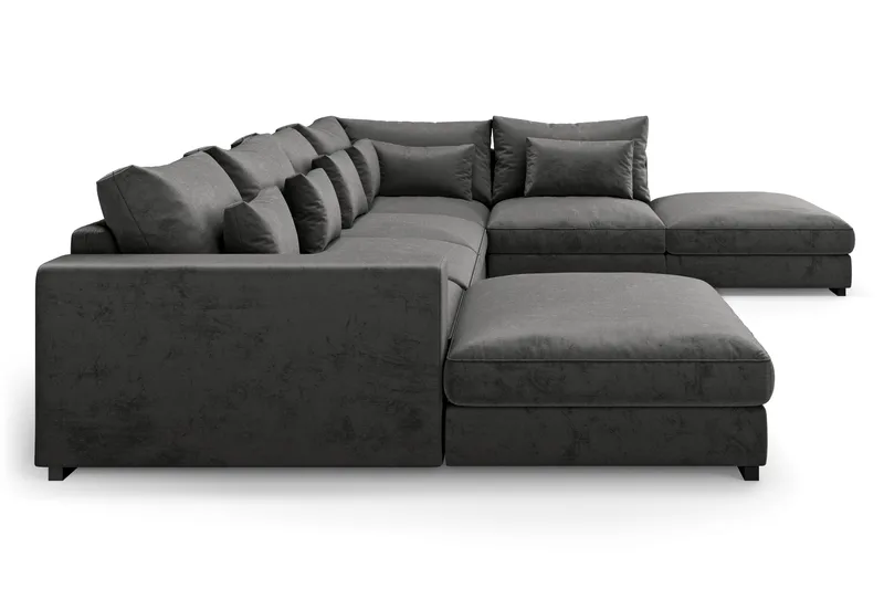 U-Moduulisohva Dubai divaanilla Vasen Sametti - Tummanharmaa - Huonekalut - Sohva - Moduulisohva - Moduulisohvakokonaisuus