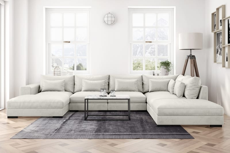 U-Moduulisohva Dubai divaanilla Vasen Sametti - Valkoinen - Huonekalut - Sohva - Moduulisohva