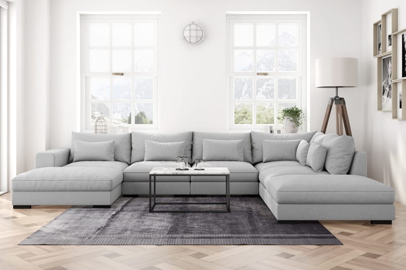 U-Moduulisohva Dubai divaanilla Vasen - Vaaleanharmaa - Huonekalut - Sohva - Moduulisohva