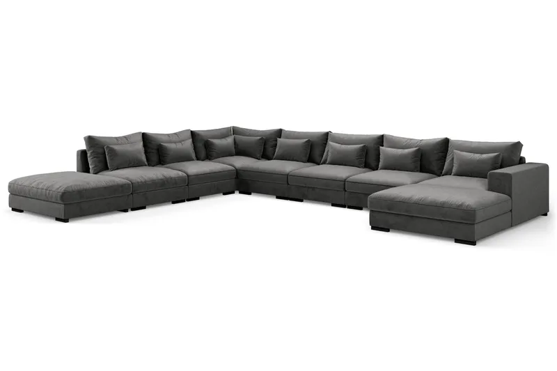 U-Moduulisohva Dubai Large divaanilla Oikea Sametti - Tummanharmaa - Huonekalut - Sohva - Moduulisohva - Moduulisohvakokonaisuus